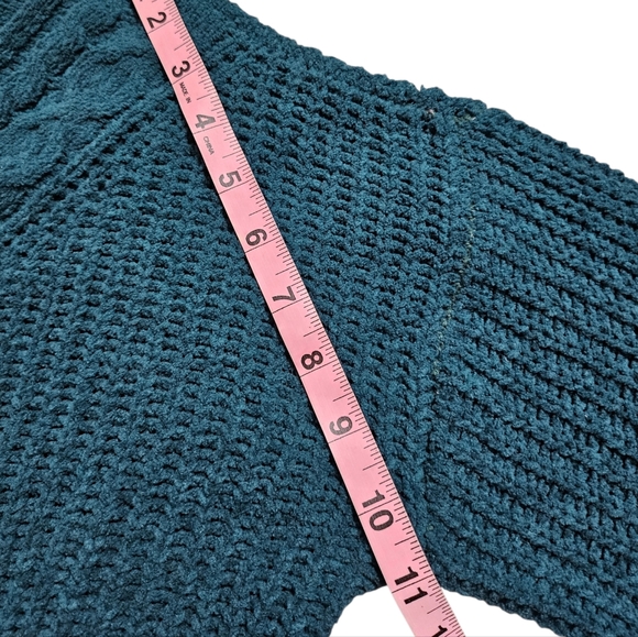 Teal Blue Cropped Wrap Sweater - Picture 9 of 10